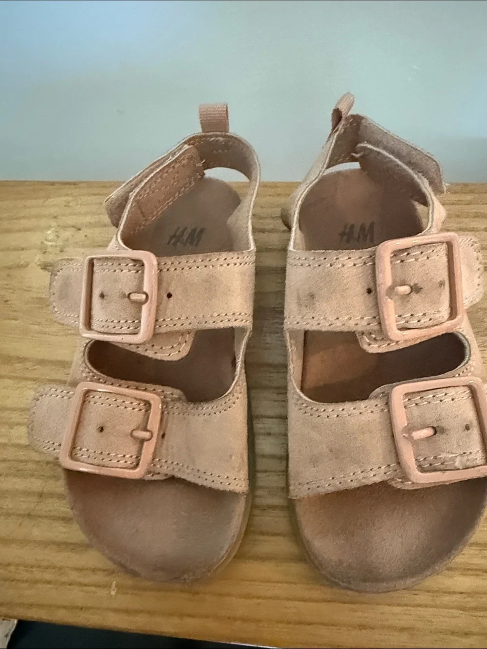 H&M Kids Light Brown Double-Buckle Suede Sandals